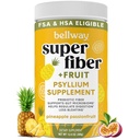 Poudre Super Fibre Bellway + Fruits, Sans Sucre Psyllium Bio Poudre Poudre Fibre Supplément pour la régularité, Bloating Relief & Digestive Health, Plant-Based, Ananas Passion Fruit (50 portions)