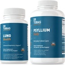 Dr Tobias Lung Health & Psyllium Daily Supplements, Lung Cleanse & Detox Formula, soutient les mouvements de l'intestin sain avec le musc de Psyllium, vitamine C, beurre, Quercetine, supplément quotidien de fibre et de poumon