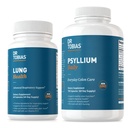 Dr Tobias Lung Health & Psyllium Daily Supplements, Lung Cleanse & Detox Formula, soutient les mouvements de l'intestin sain avec le musc de Psyllium, vitamine C, beurre, Quercetine, supplément quotidien de fibre et de poumon