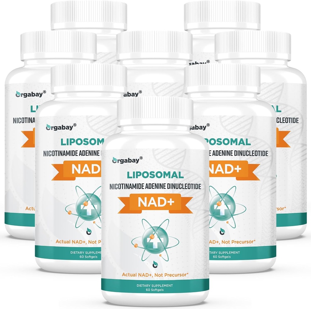 Orgabay NAD liposomique + Supplément 500 mg, Absorption élevée, Boost NAD+ avec TMG 250 mg, Réel NAD Plus plus plus efficace que le riboside de Nicotinamide, Soutien énergie cellulaire, Vieillissement en santé