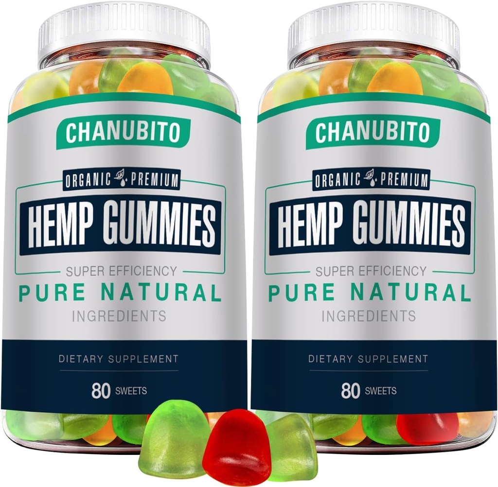 Gommies de chanvre (2 paquets) Supplément de chanvre biologique haute puissance pour les adultes - avec extrait d'huile de chanvre pur - comestibles naturels Gummy-Vegan, non-OGM, faible sucre
