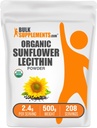 BulkSupplements.com Poudre de lécithine de tournesol biologique - supplément de lécithine de tournesol, supplément nutritionnel, grade alimentaire - végétalien et sans gluten, 2,4g par portion, 500g (1,1 lb) (paquet de 1)