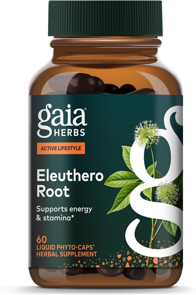 Gaia Herbes Eleuthero Root - Soutien énergétique, endurance et mentale - Eleuthero Root (Ginseng sibérien) Supplément à base de plantes Adaptogènes - 60 Capsules Phyto liquides végétaliens (30 jours)