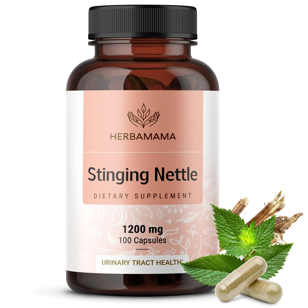 HERBAMAMA Capsules de nébulisation - 1200mg Extrait de racine de nébuleuse pour le soutien du trac urinaire - Vegan, Supplément Urtica Dioica non OGM