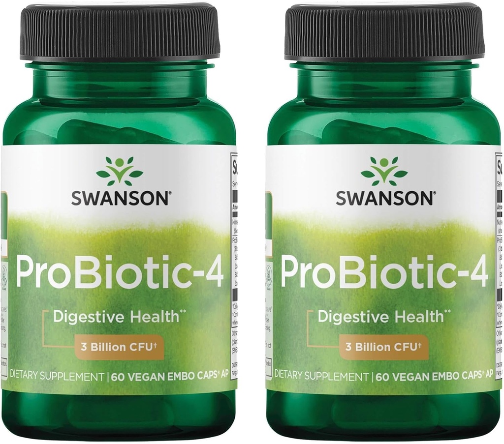 Swanson Probiotic-4 3 milliards Cfu 60 Veg Caps (2 pack)