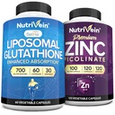 Nutrivein Premium Zinc Picolinate & Liposomal Glutathione Supplement Bundle: High-Absorption Glutathione Liposomal Supplement & Zinc Supplements for Men & Women - Immunity, Digestion, Detox, & Repair
