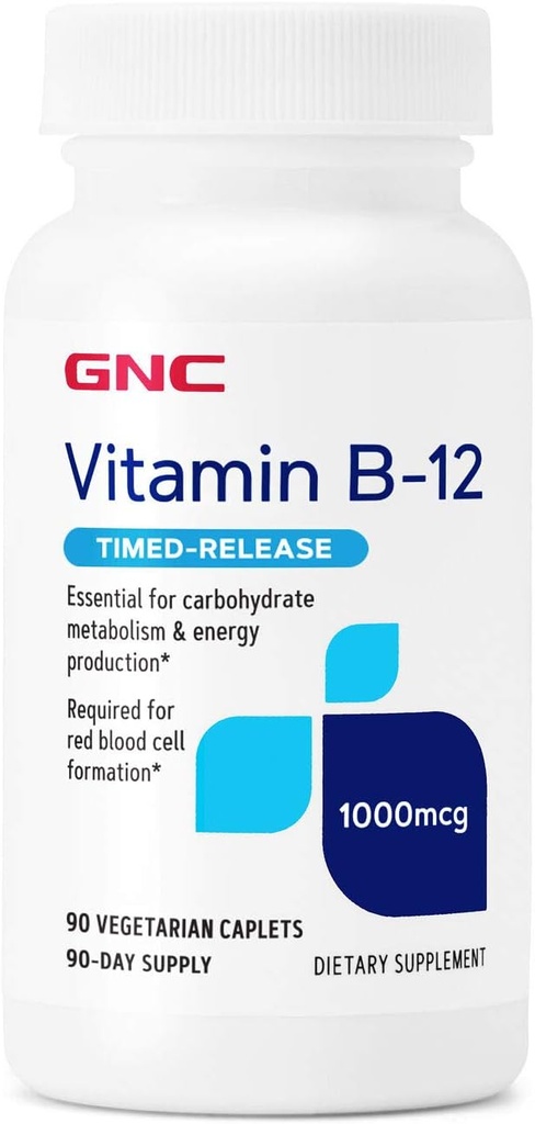 GNC Vitamine B-12 1000mcg, supporte la production d'énergie, 90 capsules