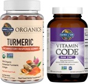 Garden of Life Organics Turmeric Inflammatory Response Gommy, 120ct & Vitamine Code High Potency Raw Zinc, 60ct