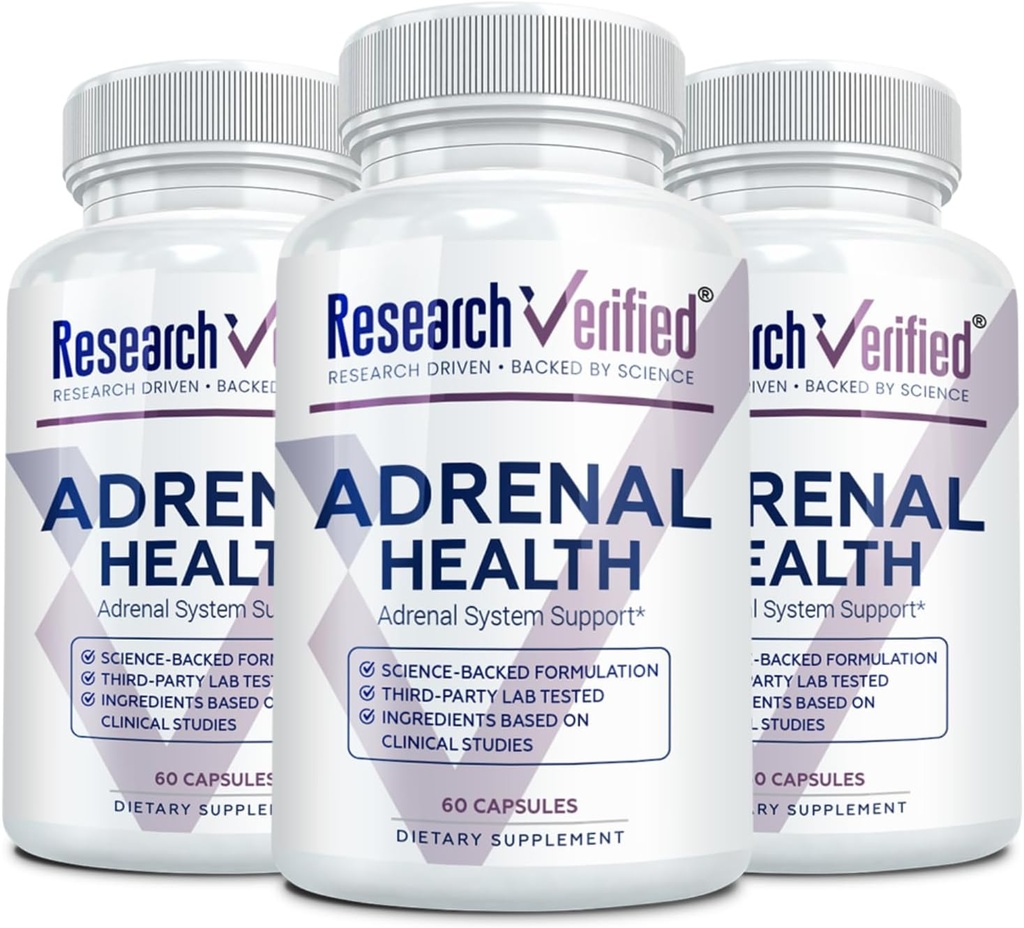 Recherche Verified Adrénal Support - 180 Capsules - Soutien Adrénal Gland Fonction, Boost Energy, Balance Cortisol - Champignons, B Vitamines, Bioflavonoïdes, BioPerine