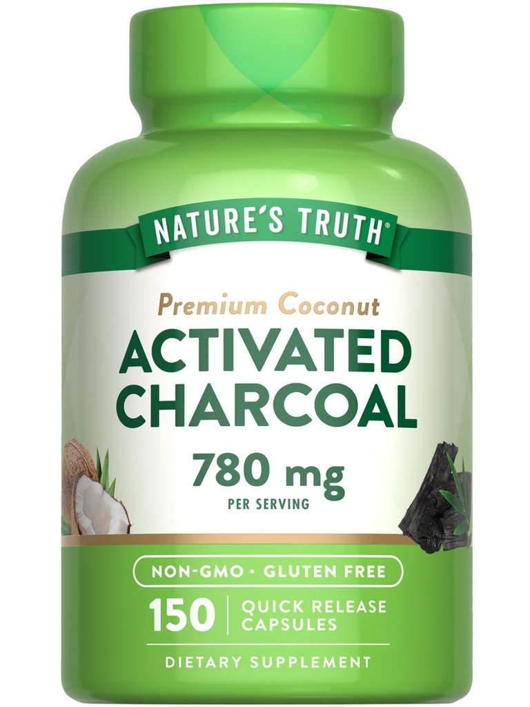 La vérité de la nature a activé les capsules de charbon 780 mg de 150 pilules de Coconut Shells