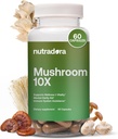 Supplément de champignons -10 Mélange de champignons, Reishi, Lions Mane, Cordyceps, Chaga, Turquie Tail, Maitake, Shiitake, Chaga, Complexe Nootropique