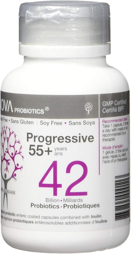 NOVA Probiotiques Multi-Strain Progressive 55+ 42 Million Probiotiques par Capsule-60 VCaps