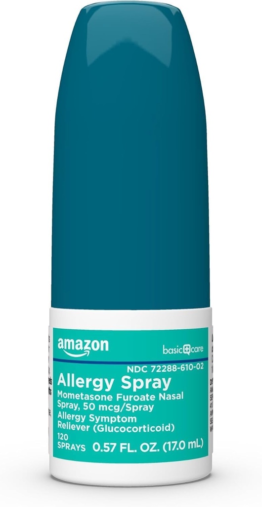 Amazon Basic Care 24 Hour Allergy Nasal Spray, Mometasone Furoate Nasal Spray 50 mcg/Spray, Non-Drowsy