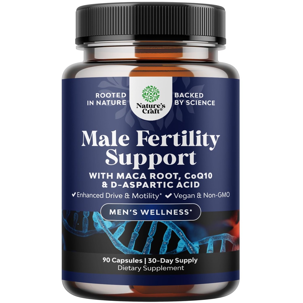 Supplément Fécondité Homme Pré Conception - Sème Volume Booster avec CoQ10, Racine de Maca, Folate de méthyle et Acide D-Aspartique - Supplément Fécondité Homme pour Motilité de Sperm - Conception pour Lui, 90 Compte