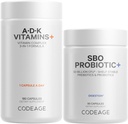 Codage Ensemble quotidien de vitamine ADK et de probiotique – Palmitate de rétinyle de vitamine A, vitamine D3 Cholecalciferol, vitamine K, mélange probiotique CFU SBO 50 milliards, non-OGM