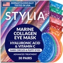 Stylia Collagen & Vitamine C sous les yeux Patchs for Puffy Eyes & Dark Circles - Masque hydratant et raffermissant sous les yeux avec acide hyaluronique - Soin végétalien, sans cruauté (30 paires)