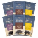 Teeccino Prebiotic SuperBoostTM Sampler de café à base de plantes - 6 packets de taille d'essai - Chocolat noir, Baume de citron de mangue, noix de Macadamia - Prébiotique, sans caféine, substituts de café au sol pour une bonne santé Gut