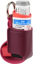 Porte-clés de voyage en cuir de microfibre durable pour enfants et adultes, porte-clés de voyage en cuir d'inhalateur pour enfants et adultes, inhalateur non inclus (rouge)