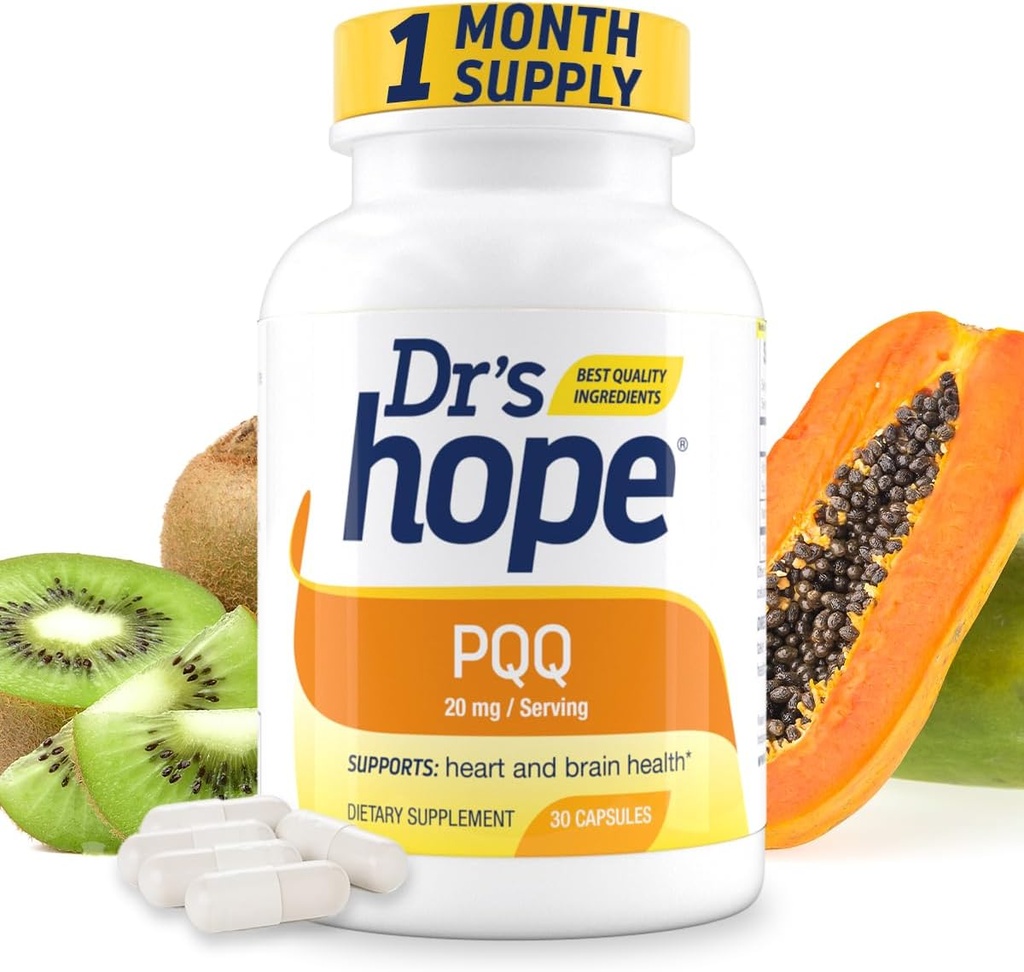 Dr's Hope Pyrroloquinoline Quinone Supplément 20 mg - favorise le cerveau, le coeur et la performance mentale - pour la fonction musculaire, la production d'énergie et la longévité - sans gluten - 30 capsules végétaliennes - 1 mois d'approvisionnement