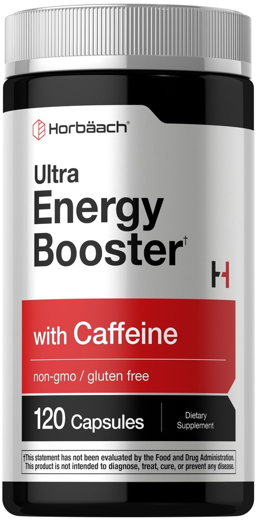 Supplément énergétique Horbäach 120 Capsules avec caféine, ginseng et vitamine B12.