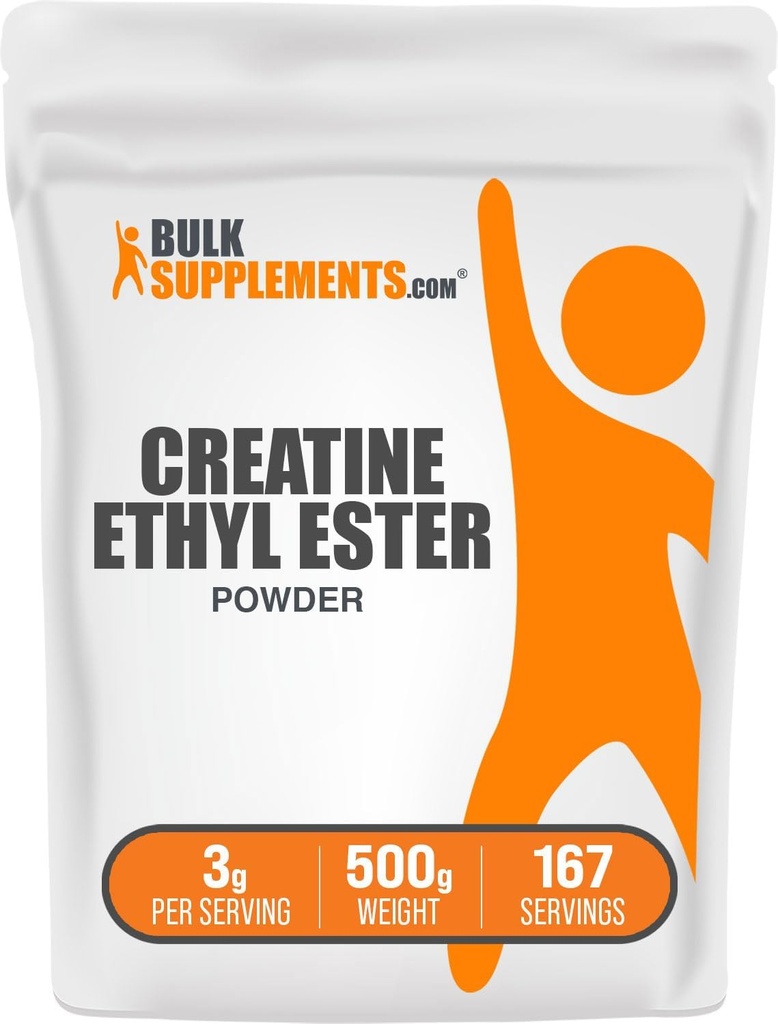 BulkSupplements.com Creatine Ethyl Ester Poudre de HCl - Supplément de créatine, Creatine Ethyl Ester Poudre - Non aromatisé et sans gluten, 3g par portion, 500g (1,1 lb) (paquet de 1)