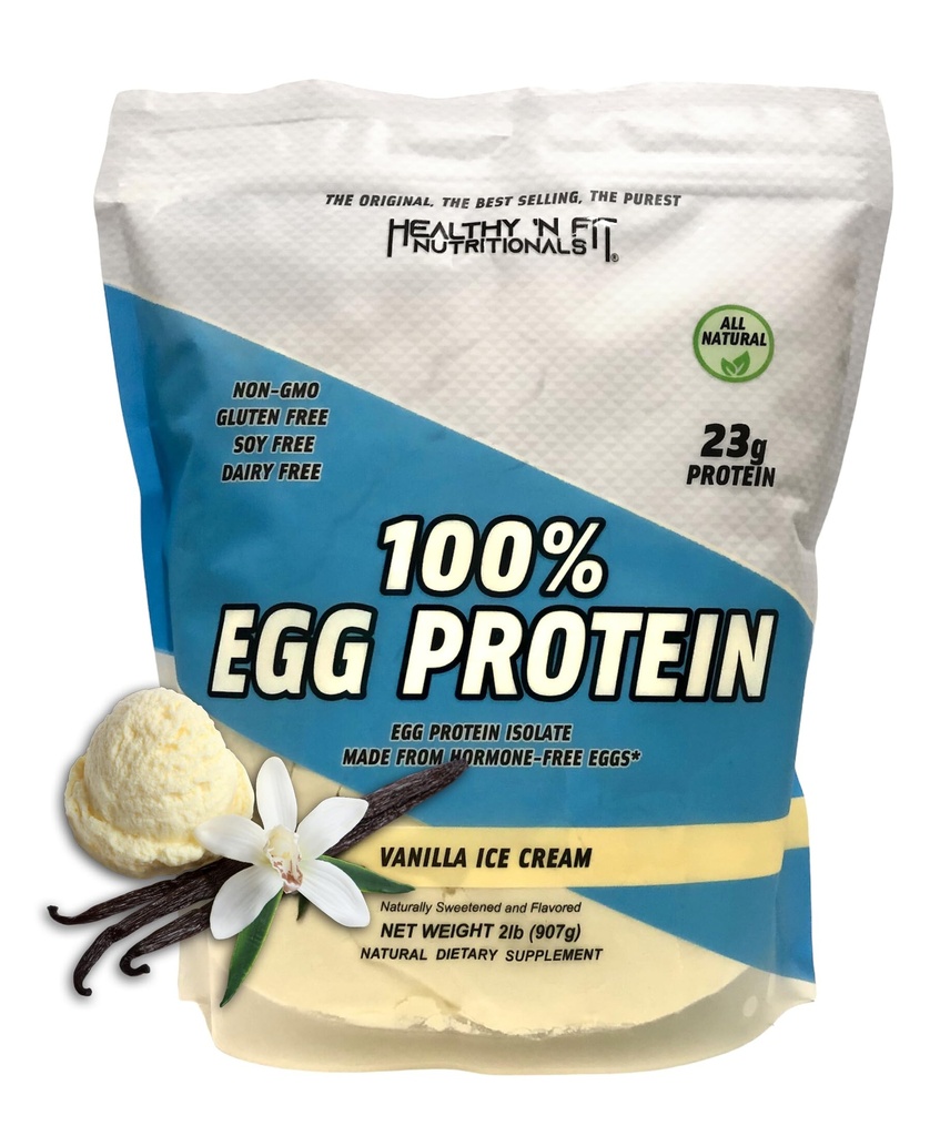 Bonne santé 'N Fit 100% Protéine d'oeuf- Crème glacée à la vanille (2 lb): 100% Protéine blanche d'oeuf plus Peptides naturels. Protéines pures, toutes naturellement sucrées