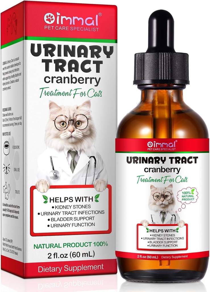 Urinary Tract for Cats, Natural Cat Urinary Tract Infection Treatment Drops - Supports Bladder, Kidney Stone, Dog UTI, Cranberry Kidney Bladder Support Supplement, Chicken Flavor - 60 ml / 2.02oz