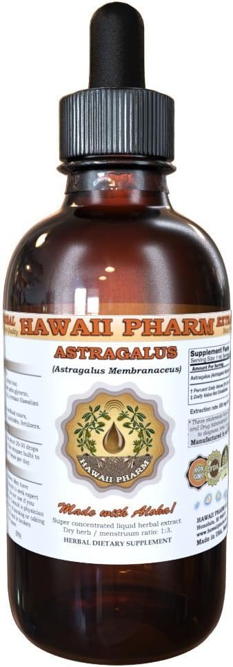 HawaiiPharm Astragalus Liquid Extract, Organic Astragalus (Astragalus membranaceus) Dried Root Tincture Supplement 4 oz