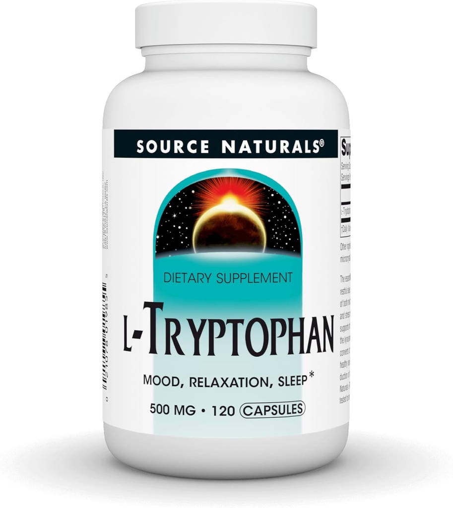 Source Naturals L-Tryptophan, for Mood, Relaxation, and Sleep*, 500mg - 120 Capsules