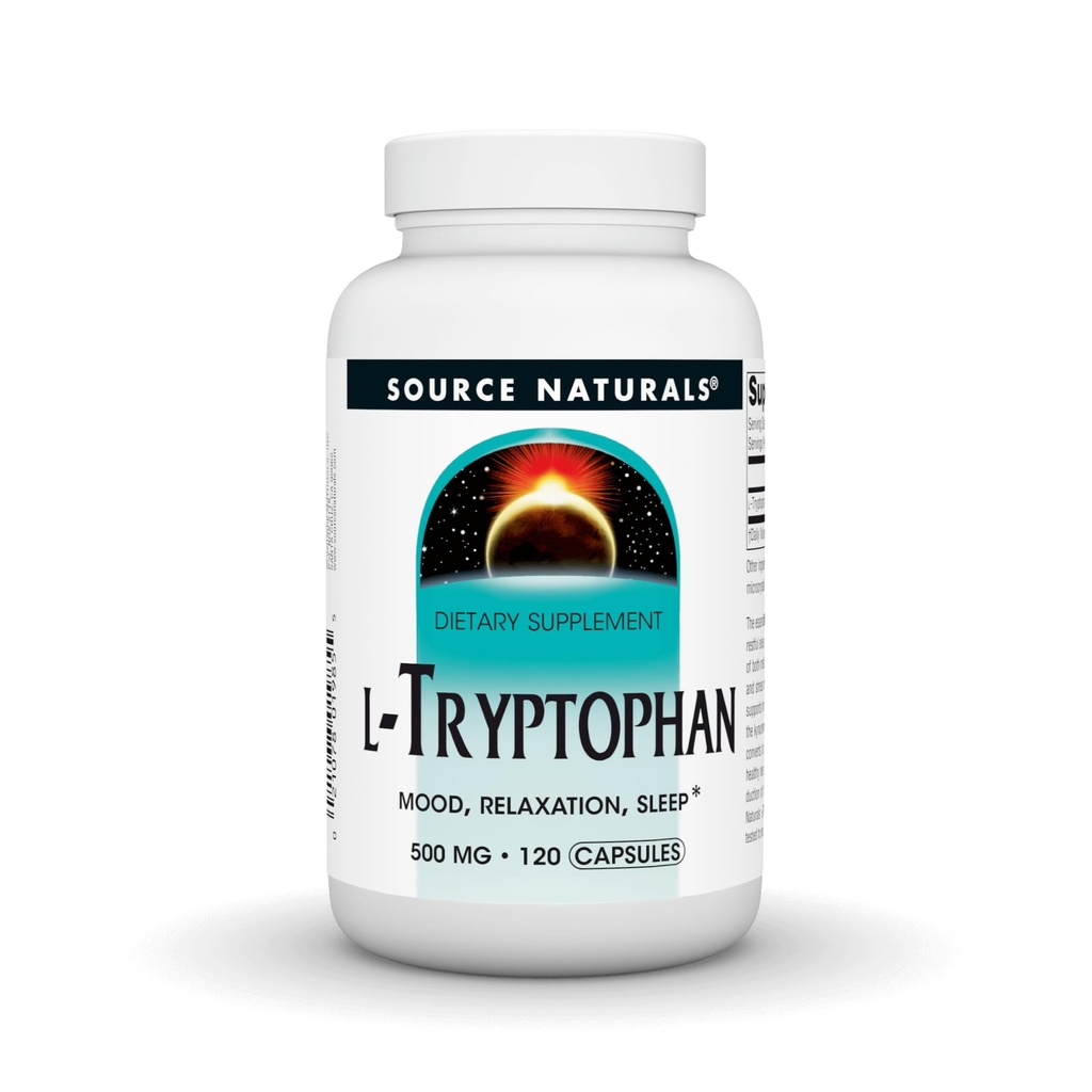 Source Naturals L-Tryptophane, pour l'humeur, la relaxation et le sommeil*, 500mg - 120 Capsules