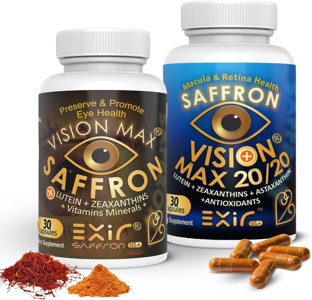 EXIR suppléments de vitamine oculaire, lot de 2, soutient Retina Macular, 60 capsules