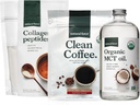 Café bio propre de force + peptides de collagène + mélange d'huile MCT biologique – café sans toxines, collagène à l'herbe et MCT - non-OGM, Keto et Paleo - 12 Oz, 11,7 Oz, 32 Oz