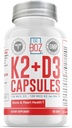 Dr Boz - Capsules K2+D3, 66 portions - Supplément vitamine D3 K2 avec biopérine - os et santé cardiaque - Absorption améliorée - Test de qualité - Fabriqué aux États-Unis - 5000iu (D3) - 400iu (K2) - Self Care
