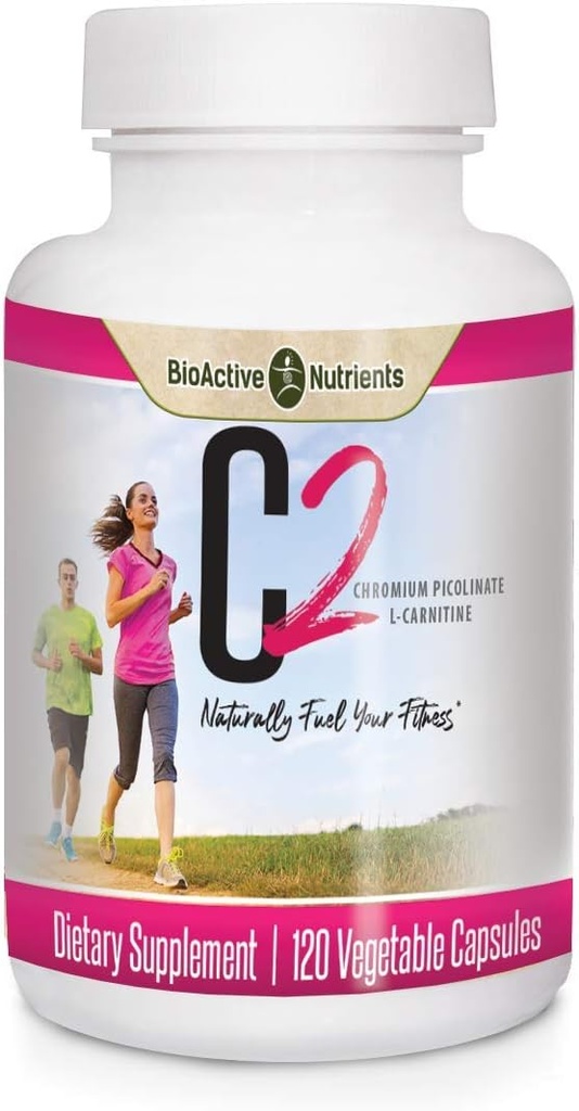 Nutriments bioactifs Picolinate de C2-Chromium avec L-Carnitine pour aider le métabolisme des graisses et des glucides - 120 capsules végétales - Pas de conservateurs