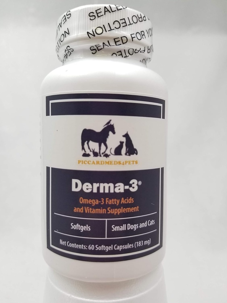 Piccardmeds4pets Derma-3 Softgels Oméga-3 pour petits chiens et chats 60 CT