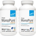 XYMOGEN Omega MonoPure 1300EC Bundle - 60 Softgels + 120 Softgels - Huile de poisson avec 3X plus grande absorption - Supplément Omega 3 DHA EPA pour la santé cardiaque + soutien cognitif