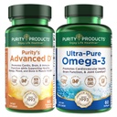 Produits de pureté KIT - L'huile de poisson ultra-pure D + Omega-3 de la Dre Cannell est emballée avec de la vitamine D, de la vitamine K2, du zinc, du citrate de magnésium, du bore et du taurine