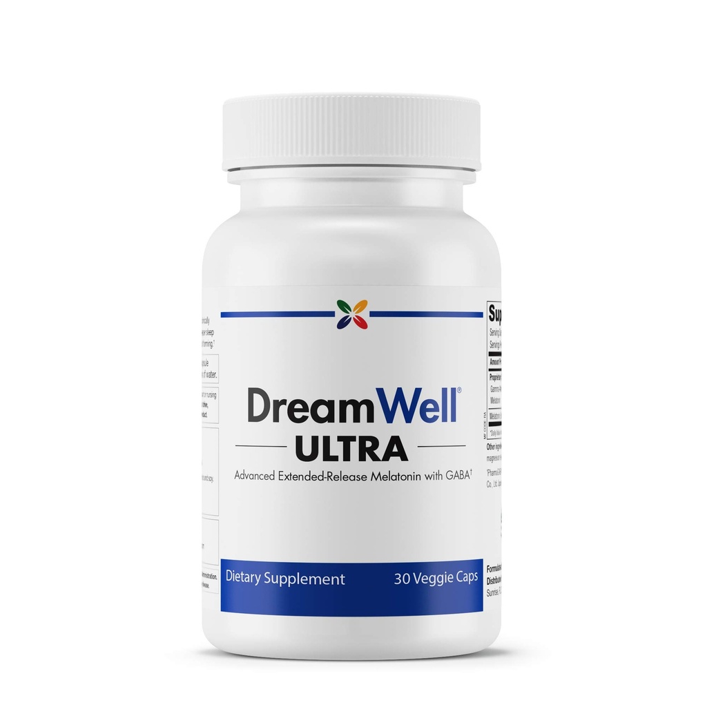 Stop Aging Now - DreamWell Ultra - Advanced Melatonin with GABA - Nervousness and Stress Relief, Sleep Support - Non-Drowsy and Non-Habit Forming - 30 Vcaps