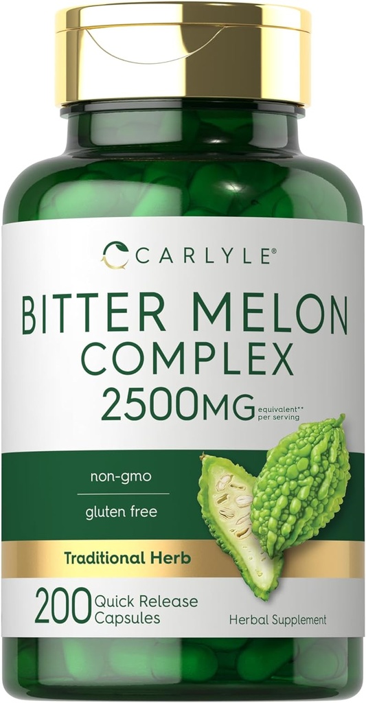 Carlyle Bitter Melon Capsules 2500 mg, 200 Count, 200 Extrait sans OGM et sans gluten Supplément complexe