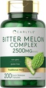 Carlyle Bitter Melon Capsules 2500 mg, 200 Count, 200 Extrait sans OGM et sans gluten Supplément complexe