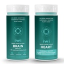 Iwi Life Cerveau et cœur Omega-3 Bundle, 30 portions, Algae végétalien à base végétale Omega 3, Krill & Fish Oil Alternative, Aucun arrière-goût de poisson