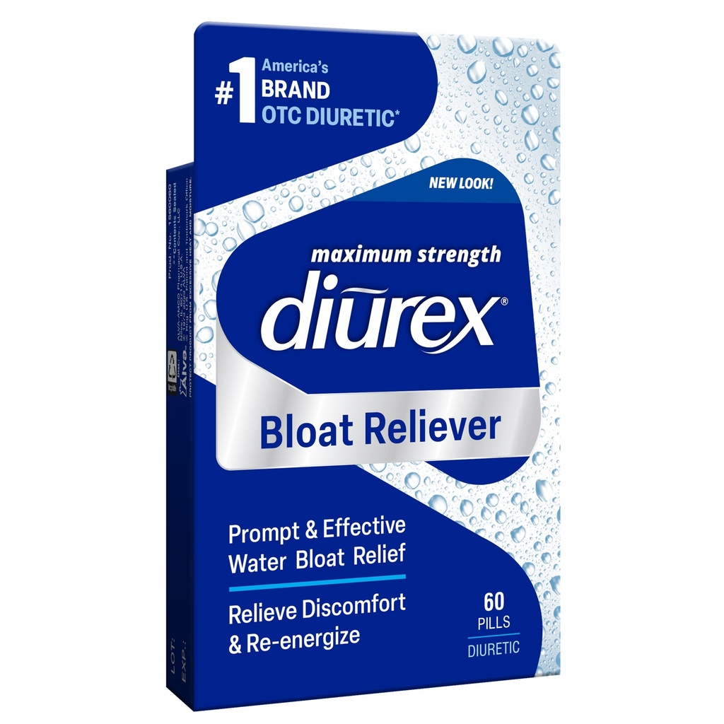 Diurex Bloat Reliever (Relieve Water Bloat, Puffiness, Gonflement et Fatigue) Re-Energize (Re-Energize) Force maximale (60) Comte
