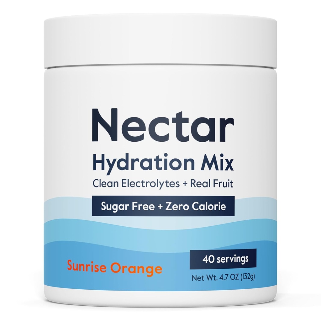 Poudre d'électrolytes sans sucre de nectar - Fruits organiques Pas de sucre ou de calories - Poudre d'hydratation pour le soulagement de la déshydratation et la réhydratation rapide - Keto et Paléo (Tub de service Orange 40)