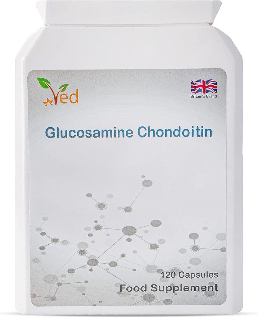Ved Glucosamine Chondroïtine Turmeric Vitamine C.S. Supplément de soutien mixte (non-OGM, sans gluten) 120 Capsules.