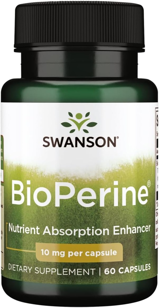 Swanson Bioperine Enhancer d'absorption des éléments nutritifs 10 Milligrammes 60 Capsules