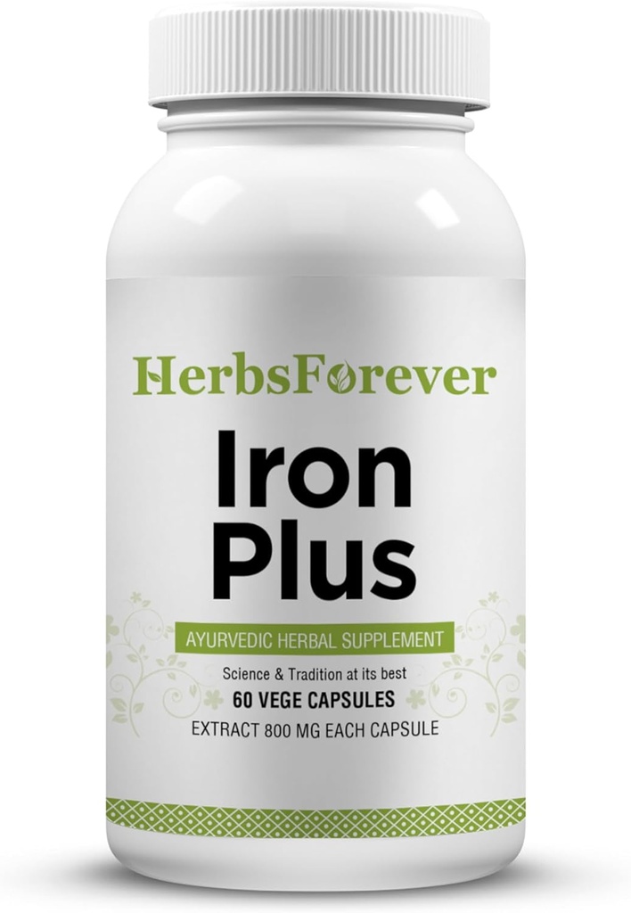 Herbsforever Iron Plus Capsules Supplément favorise le niveau de fer 60 Capsules