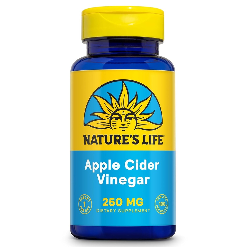 La vie de la nature Comprimés de vinaigre de cidre de pomme, 250 Mg, 100 Compte
