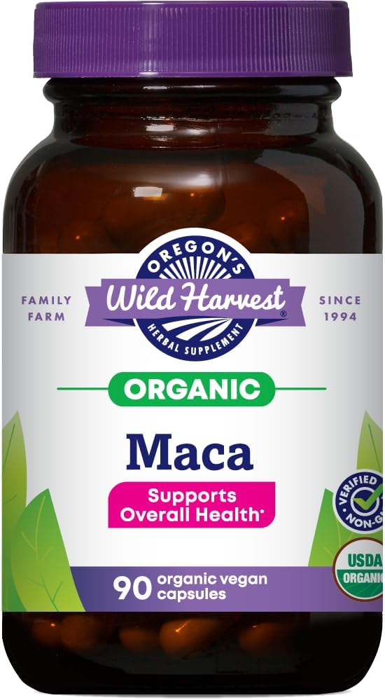 Récolte sauvage de l'Oregon Racine de maca, faite avec racine de maca brute biologique et capsules végétaliennes, 90 comte