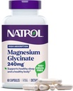 Natrol Suppléments de glycinate de magnésium 240 mg - Haute absorption - Glycinat de magnésium calme pour le sommeil - 60 capsules, 30 jours d'approvisionnement