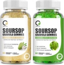 2 Pack Gommies de Sourop Graviola, Extrait de Sourop Feuille Flavor et authentique Extrait de Sourop Flavor, pour le soutien cellulaire et la régénération, Immunité, Foie, Zzz et Antioxydant - Sans gluten, végétalien
